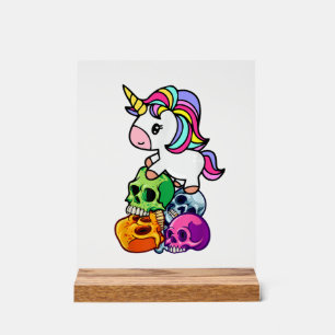 Süßes Einhorn & Tote Schädel. Lustiges Goth Emo Ha Acrylschild