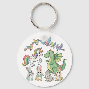 Süßes Einhorn- und Drachen-Fantasy-Schlüsselanhäng Schlüsselanhänger
