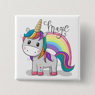 Süßes Einhorn Unicorn mit großen Augen Button