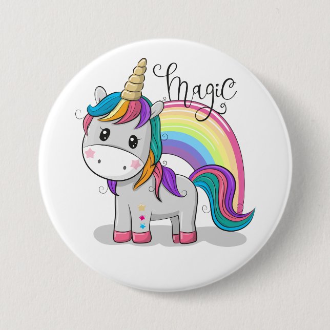 Süßes Einhorn Unicorn mit großen Augen Button (Vorderseite)