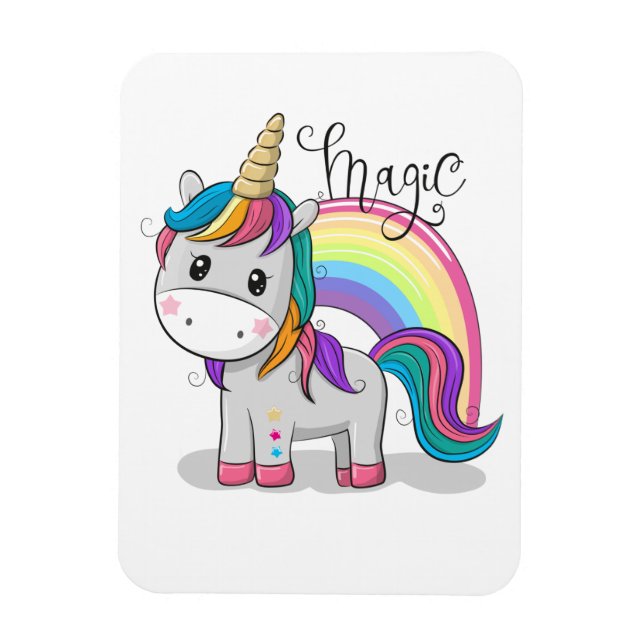 Süßes Einhorn Unicorn mit großen Augen Magnet (Vertikal)