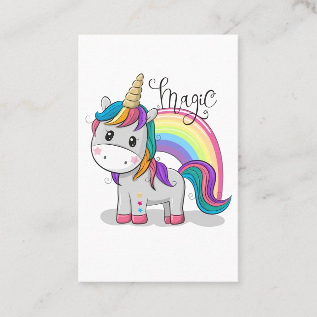 Süßes Einhorn Unicorn mit großen Augen Visitenkarte (Vorderseite)