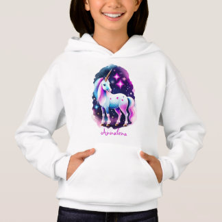 süßes Einhorn vor einem funkelnden Sternenhimmel Hoodie