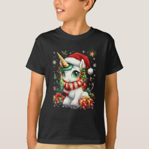 Süßes Einhorn Weihnachtsmann Hut Weihnachten Xmas  T-Shirt