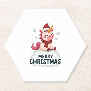 Süßes Einhorn-Weihnachtsmützen-Einhorn-Weihnachts- Untersetzer