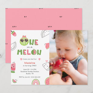 Süßes Eins-in-einer-Wassermelone-Baby-Mädchen-Foto Einladung