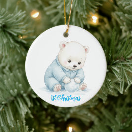 Süßes Eisbär-Ornament Keramik Ornament