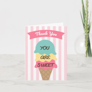 Süßes Eiscreme-soziales danken Ihnen zu kardieren Dankeskarte