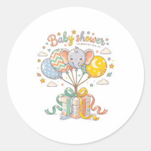 Süßes Elefant-und-Ballon-Design für Baby Shower Runder Aufkleber