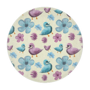 Süßes-Enten-Blumenmuster-Ästhetik-Pastell-Kawaii-B Schneidebrett