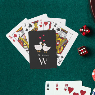 Süßes Entenpaar Herr und Frau Frischvermählte Mono Spielkarten