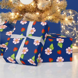 Süßes Erdbeer-Blumen-Geschenkpapier Geschenkpapier