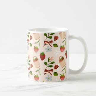 Süßes Erdbeer Cottagecore nahtloses Muster Kaffeetasse