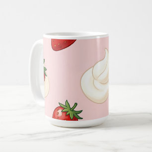 Süßes Erdbeer-Whipped-Cream-Muster Kaffeetasse