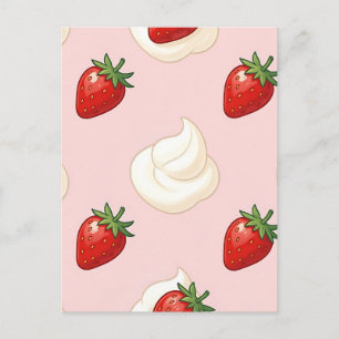 Süßes Erdbeer-Whipped-Cream-Muster Postkarte
