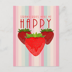 Süßes Erdbeer-Zitat-Design Kawaii Frucht Hell Postkarte