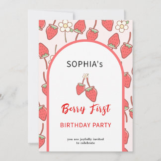 Süßes Erdbeeren & Blossom Einladung