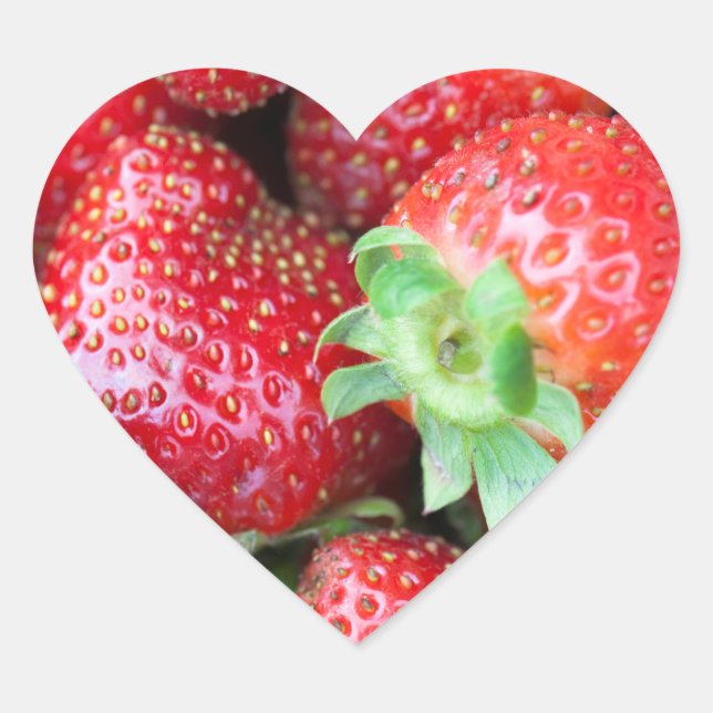 Süßes Erdbeeren Herz-Aufkleber (Vorderseite)