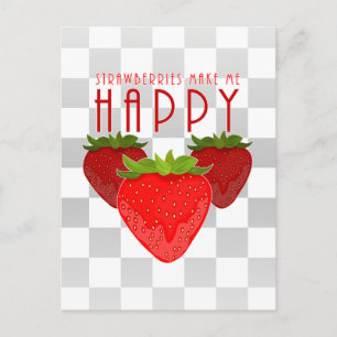 Süßes Erdbeeren-Zitat-Design   Kawaii Obst Postkarte