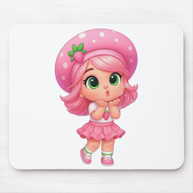Süßes Erdbeermädchen Chibi Mousepad (Vorne)