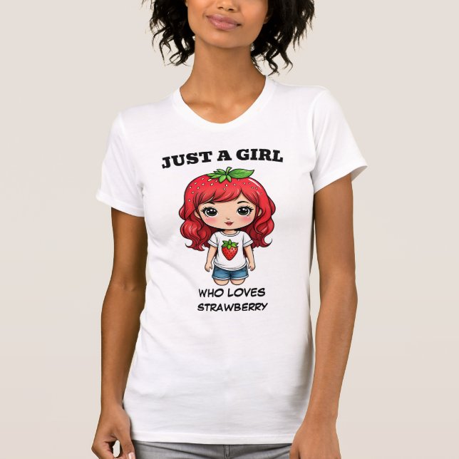 Süßes Erdbeermädchen Kawaii Art T-Shirt (Vorderseite)