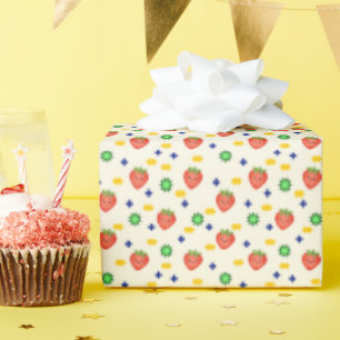 Süßes Erdbeermuster Geschenkpapier