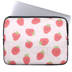 Süßes Erdbeermuster – Kawaii Erdbeere Laptopschutzhülle