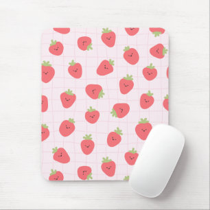 Süßes Erdbeermuster – Kawaii Erdbeere Mousepad