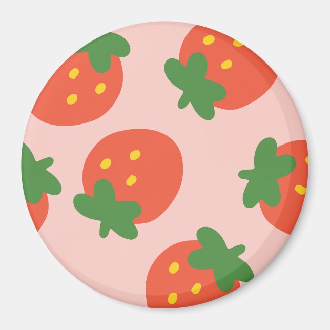 Süßes Erdbeermuster Magnet (Vorne)
