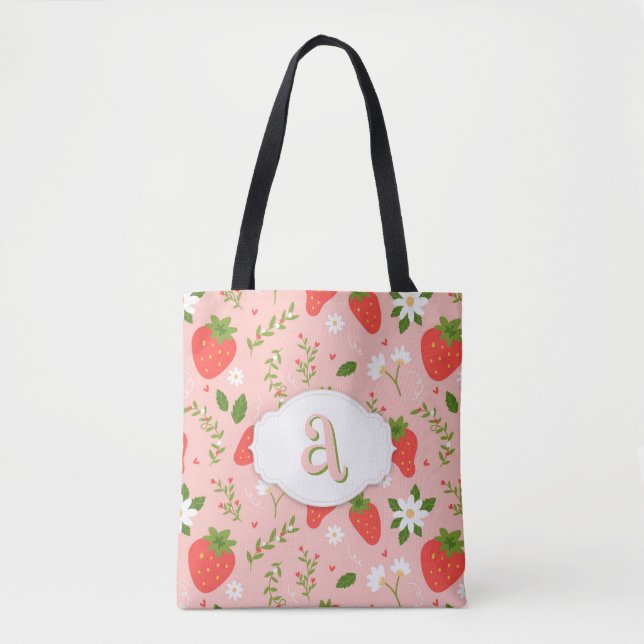 Süßes Erdbeermuster-Tote Tasche (Vorderseite)
