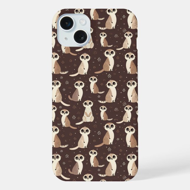 Süßes Erdmännchen-Muster iPhone 15 Plus Hülle (Rückseite)