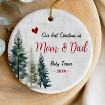 Süßes erstes Weihnachten Mama und Papa rotes Herz