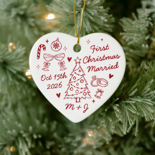 Süßes erstes Weihnachten verheiratet erstes Foto Keramik Ornament
