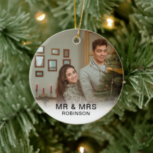 süßes erstes Weihnachten verheiratet und fröhliche Keramik Ornament