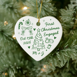 Süßes erstes Weihnachten Verlobt Erstes Foto Keramik Ornament