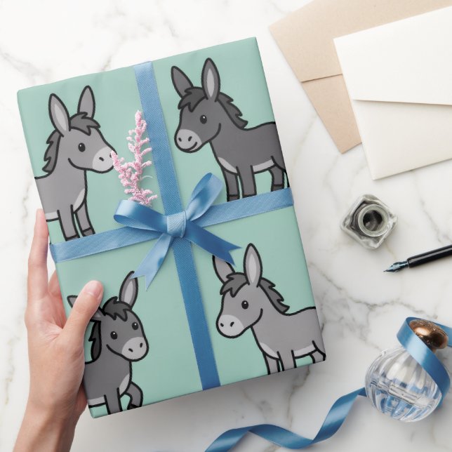 Süßes Esel-Cartoon-Muster Geschenkpapier (Schenken)