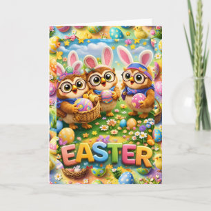 Süßes Essen Osterhase Karte lustiges Trio Frühling