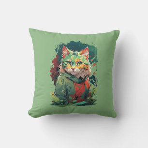 Süßes Fantasy-Farb-Splash-Katze-Design Kissen