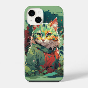 Süßes Fantasy-Farbsplash-Katzendesign iPhone 14 Hülle
