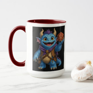 Süßes Fantasy-Monster mit D20-Würfel T-Shirt Tasse