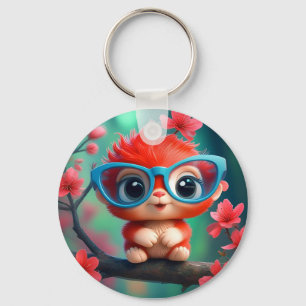 Süßes Fantasy-Tier-Cartoon mit Brille-68807 Schlüsselanhänger