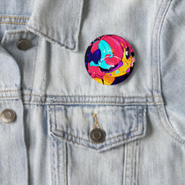Süßes farbenfrohes Anime-Mädchen-Button Button
