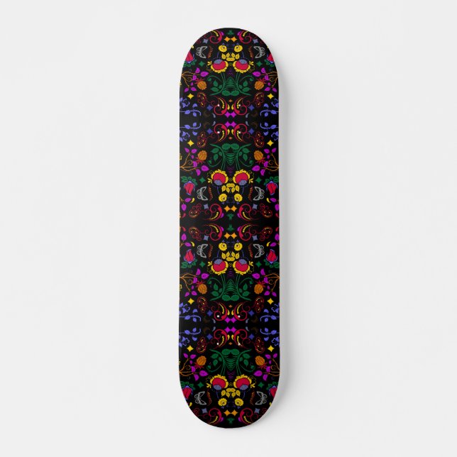 Süßes farbenfrohes Blumenmuster  Skateboard (Vorne)