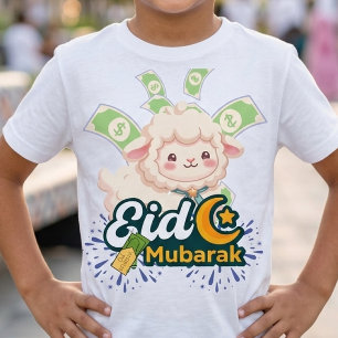 Süßes farbenfrohes Eid Mubarak Schaf Kinder T-Shir
