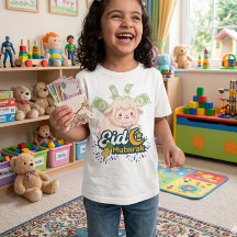 Süßes farbenfrohes Eid Mubarak Schaf Kinder T-Shir