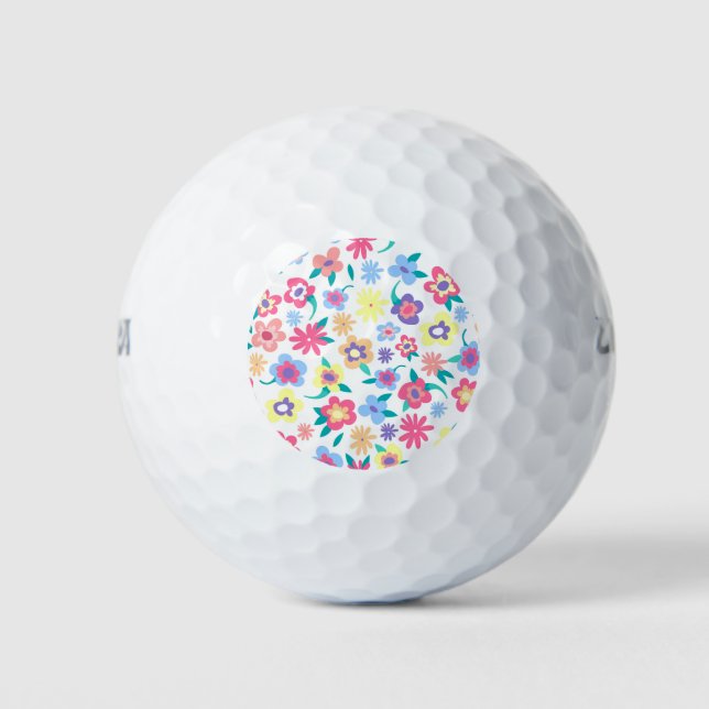 Süßes farbenfrohes Frühlingsblumenmuster Golfball (Vorderseite)