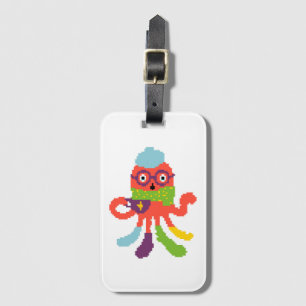 Süßes farbenfrohes gepixeltes krankes Octopus-Kiss Gepäckanhänger