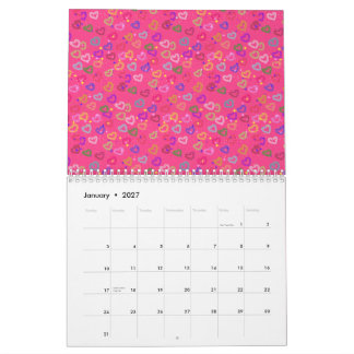 Süßes farbenfrohes Herz Kalender