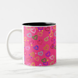 Süßes farbenfrohes Herz Zweifarbige Tasse