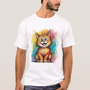 Süßes farbenfrohes Katzenkunst-T-Shirt – Lustige g T-Shirt